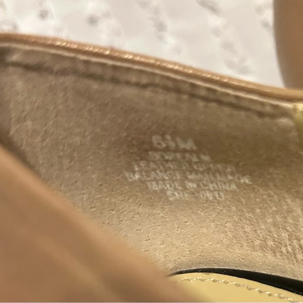 Bandolino Size 6.5M Tan Leather Peep Toe Block Heel Pumps‎